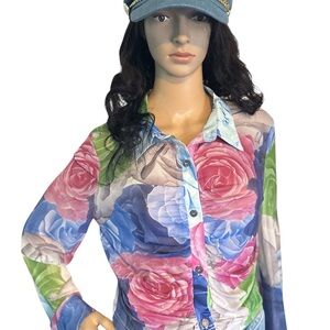 SHEIN Multicolor Floral Button-Down Shirt